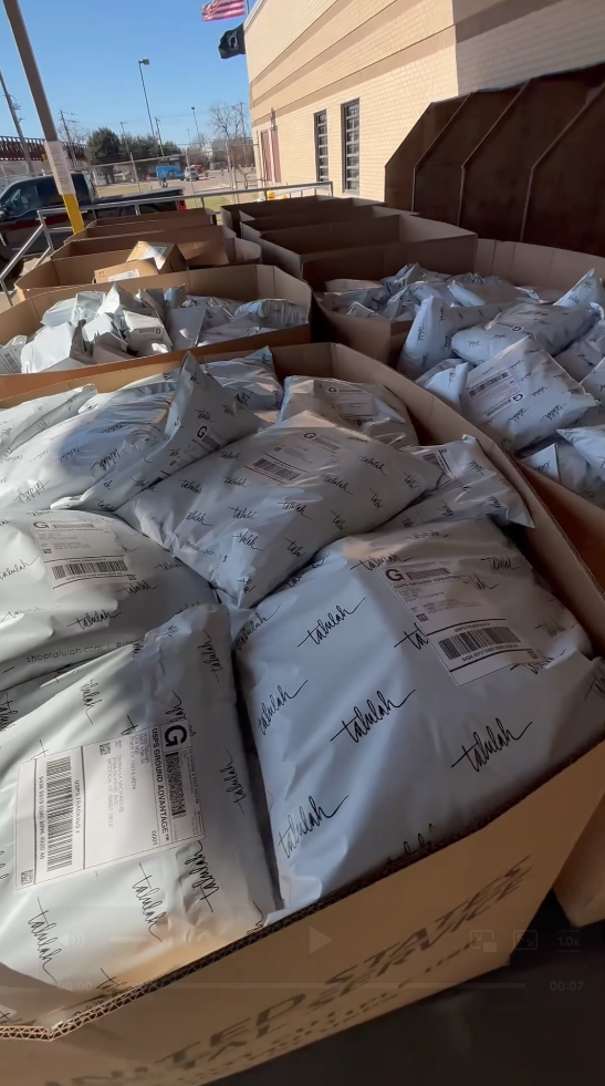 Bins full of bagged and labeled inventory ready to be processed